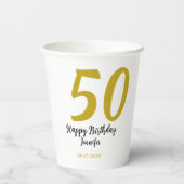 50th birthday add name date year black テンプレートgo 紙コップ (裏面)