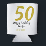 50th birthday add name date year black テンプレートgo 缶クーラー<br><div class="desc">編集可能デザイン</div>