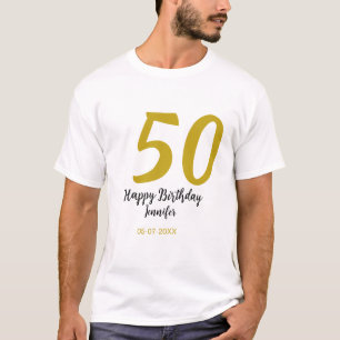 50th birthday add name date year black テンプレートgo tシャツ