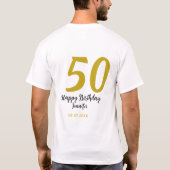 50th birthday add name date year black テンプレートgo tシャツ (裏面)