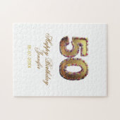 50th birthday add name date year gold floral bold  ジグソーパズル (横)