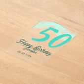 50th birthday add name date year green pastel bold アクリル招待状 (レイダウン)