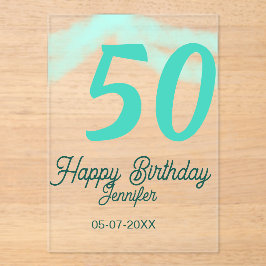 50th birthday add name date year green pastel bold アクリル招待状