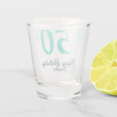 50th birthday add name date year green pastel bold ショットグラス (裏面)