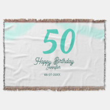 50th birthday add name date year green pastel bold