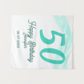 50th birthday add name date year green pastel bold タペストリー (正面(横))