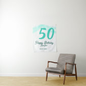 50th birthday add name date year green pastel bold タペストリー (インサイチュ)