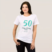 50th birthday add name date year green pastel bold トライブレンドTシャツ (正面全面)