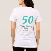50th birthday add name date year green pastel bold トライブレンドTシャツ (裏面)
