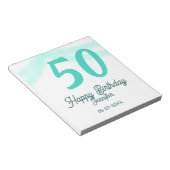50th birthday add name date year green pastel bold ノートパッド (アングル)