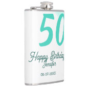 50th birthday add name date year green pastel bold フラスク (右)