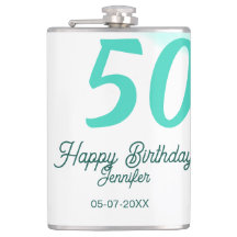 50th birthday add name date year green pastel bold