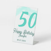 50th birthday add name date year green pastel bold 台座サイン (正面)