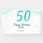 50th birthday add name date year green pastel bold 横断幕 (横)