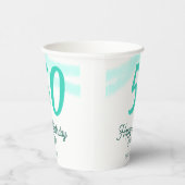 50th birthday add name date year green pastel bold 紙コップ (右)