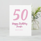 50th birthday add name date year pink red bold 招待状 (スタンド正面)