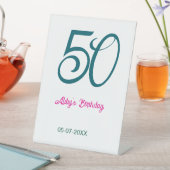 50th birthday add name year turquoise pink bold 台座サイン (インサイチュ)