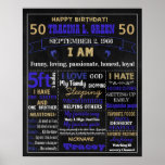 50th BIrthday adult cake smash chalkboard sign ポスター<br><div class="desc">******** You can change wording colors and sizes. Just click CUSTOMIZE and you will see a different settings.</div>