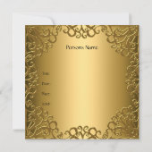 50th Birthday Anniversary Gold Party Jewel 招待状 (裏面)