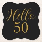 50th Birthday Black Gold Birthday ペーパーコースター (正面)
