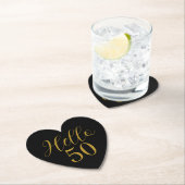 50th Birthday Black Gold Birthday ペーパーコースター (インサイチュ)