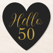 50th Birthday Black Gold Birthday ペーパーコースター (正面)