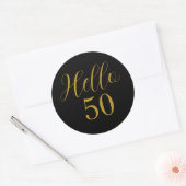 50th Birthday Black Gold Birthday ラウンドシール (封筒)