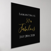 50th Birthday Black Gold Birthday Celebration 箔ポスター (レイダウン)