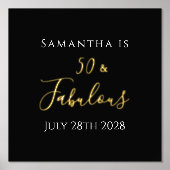 50th Birthday Black Gold Birthday Celebration 箔ポスター (正面)