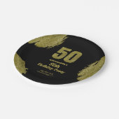 50th birthday black gold glitter party ペーパープレート (アングル)