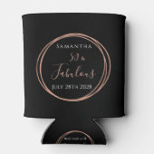 50th Birthday Black Rose Gold Personalized Party 缶クーラー (裏面)