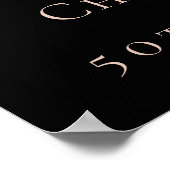 50th birthday black rose gold photo stars welcome ポスター (角)