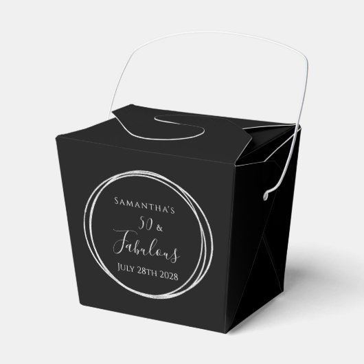 50th Birthday Black Silver 50 and Fabulous Party フェイバーボックス (正面サイド)
