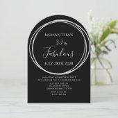 50th Birthday Black Silver Birthday 招待状 (スタンド正面)