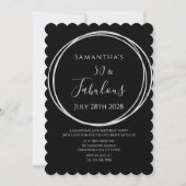 50th Birthday Black Silver Birthday 招待状 (正面)