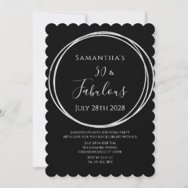 50th Birthday Black Silver Birthday 招待状