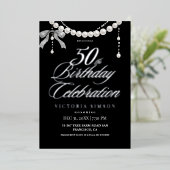  50th Birthday Black & White  箔招待状 (立ち正面)
