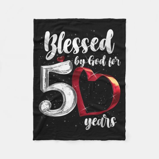 50th Birthday Blessed By God For 50 Years Birthday フリースブランケット (正面)