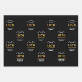 50th Birthday born 1976 Add Name Black Gold ラッピングペーパーシート (正面3)
