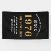 50th Birthday Born 1976 Add Name Black Gold 横断幕 (横)