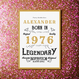 50th Birthday Born 1976 White Gold Legend 招待状