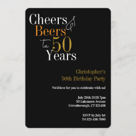 50th Birthday Cheers and Beers Party 招待状