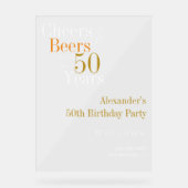 50th Birthday Cheers and Beers Party Welcome アクリルサイン (正面)