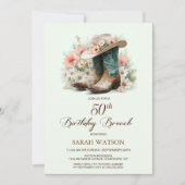 50th Birthday Cowgirl Boots Birthday Brunch 招待状 (正面)