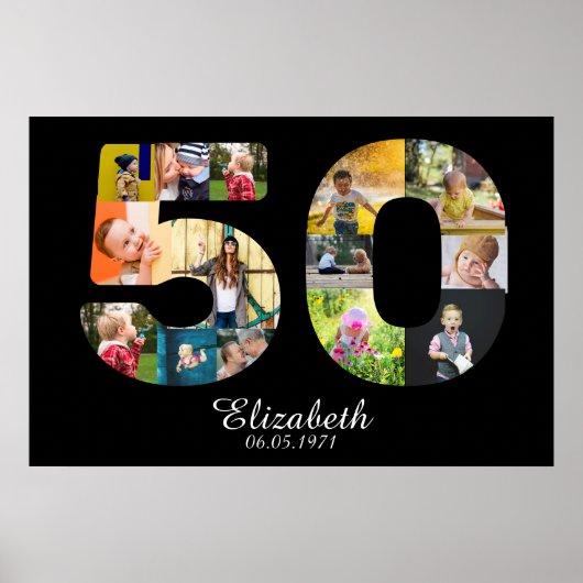 50th Birthday Create Your Own Multi Photo ポスター (正面)
