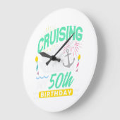 50th Birthday Cruise Trip Gift Vacation Birthday C ラージ壁時計 (傾斜)