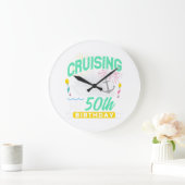 50th Birthday Cruise Trip Gift Vacation Birthday C ラージ壁時計 (ホーム)