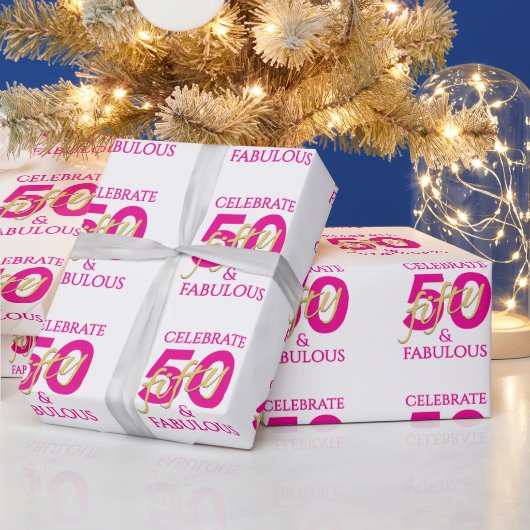 50th Birthday Custom Name 50 and Fabulous  ラッピングペーパー (クリスマス)