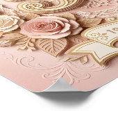50th Birthday Elegant Floral Papercut Style ポスター (角)