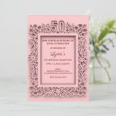 50th Birthday Elegant Floral Papercut Style 招待状 (スタンド正面)